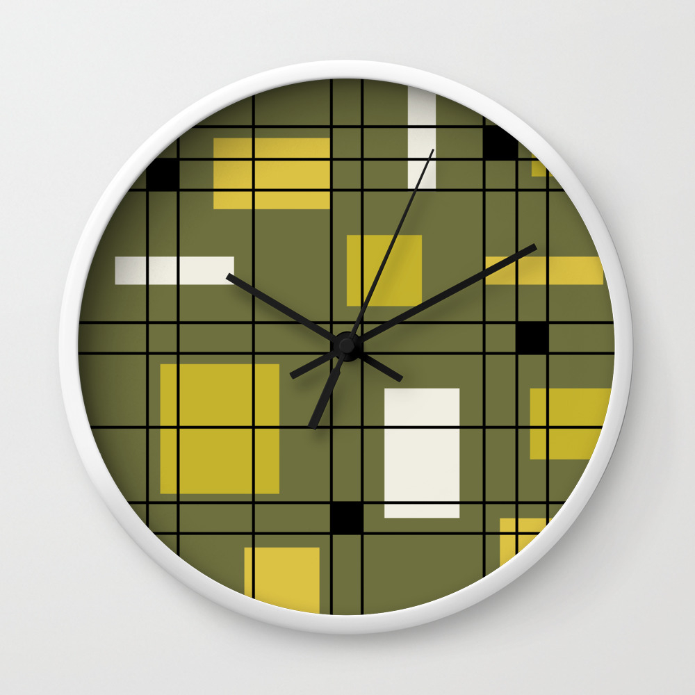 1950 S Abstract Art Avocado Green Wall Clock By Zennykenny Society6