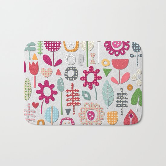 paper cut flowers silver Bath Mat