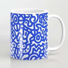 Cobalt Blue on White Doodles Coffee Mug