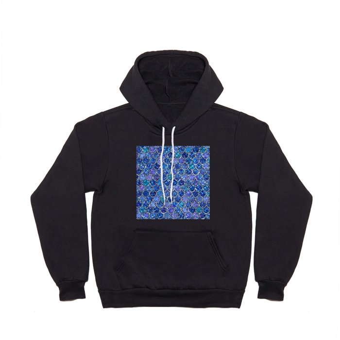 Sparkly Shades of Blue & Silver Glitter Mermaid Scales Hoody