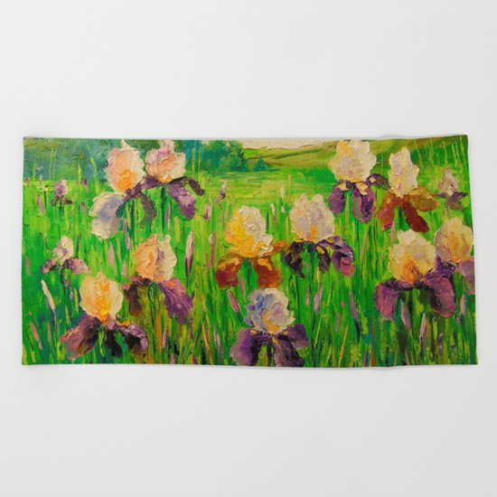 Irises Beach Towel