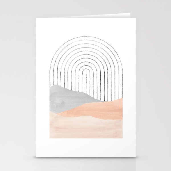Pink and gray arch Stationery Cards
