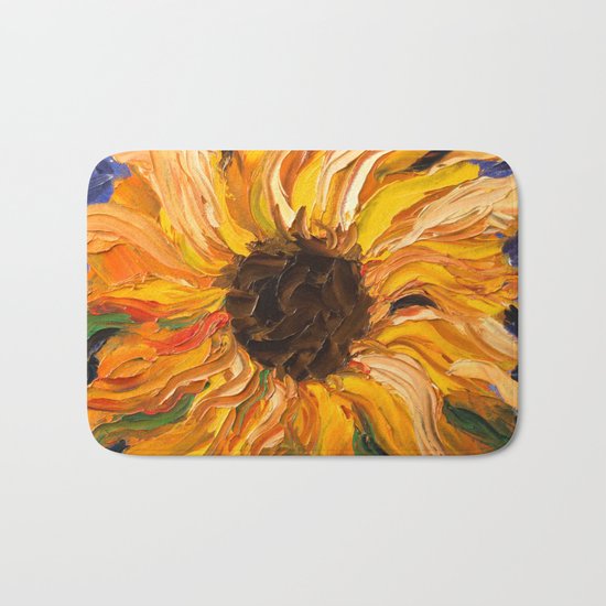Fiery Sunflower - Original Painting Bath Mat