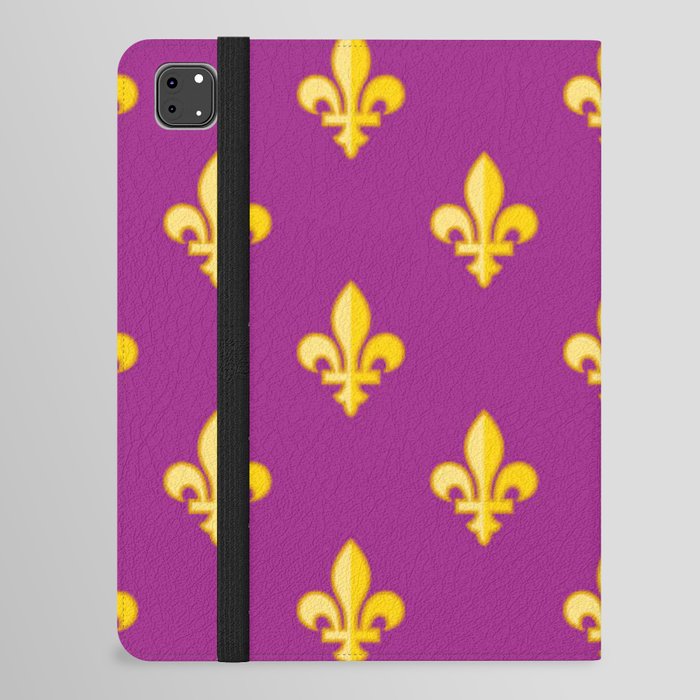 Mardi Gras Gold Fleur-de-lis on Purple iPad Folio Case