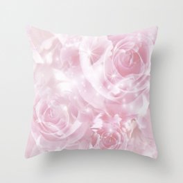 Beautiful Magical Pink Rose Collection Throw Pillow