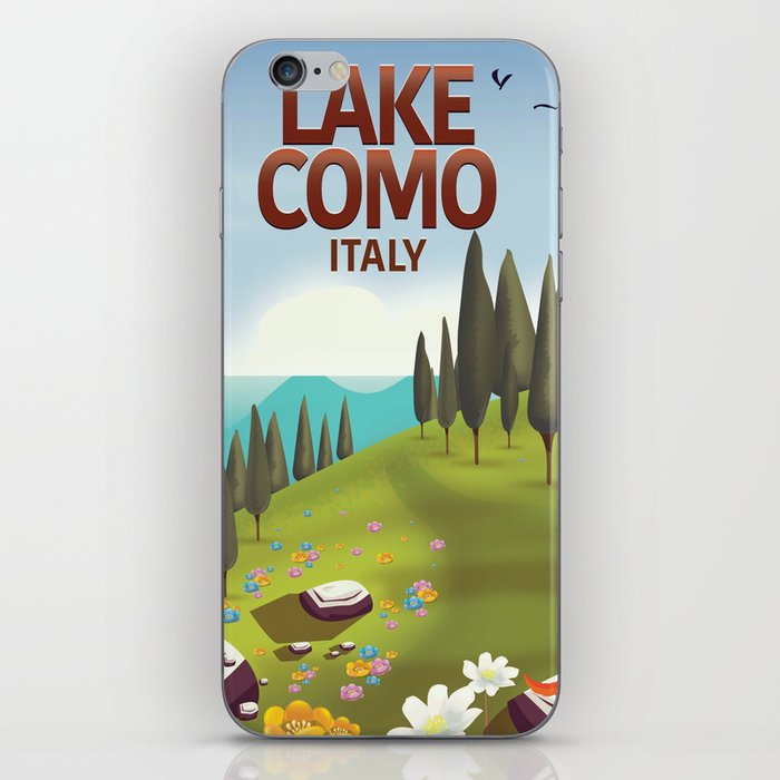 Lake Como Italy travel poster iPhone Skin