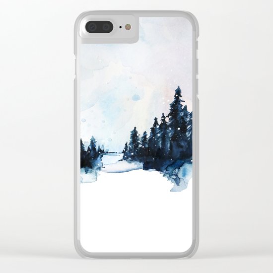 Winter Watercolor Clear iPhone Case