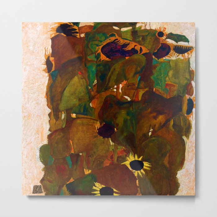 Egon Schiele Sunflowers Metal Print