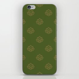 Gold Spiritual Lotus on Dark Olive Green iPhone Skin