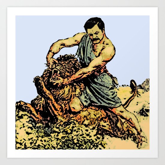 Ron Swanson Slaying A Lion | Parks and Recreation Art Print