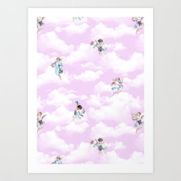 Cherubs on Pinky Sky Art Print