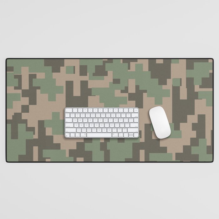 Army Camouflage Digital Pattern Desk Mat