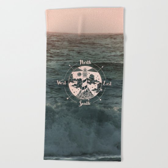 Compass Sunset Sea Dreams Beach Towel