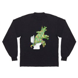  Triceratops in the bathroom dinosaur painting watercolour Long Sleeve T-shirt