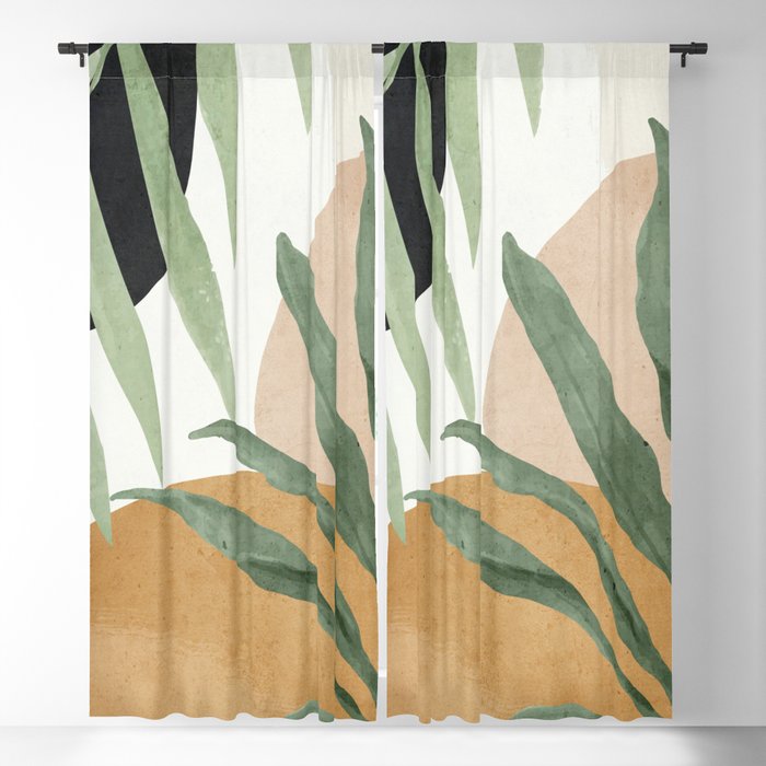 Abstract Art Tropical Leaves 4 Blackout Curtain