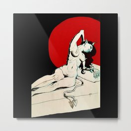 Succubus Metal Print | Monochromatic, Traditionalart, Demon, Sexy, Nude, Drawing, Supernatural, Illustration, Woman, Ink Pen 