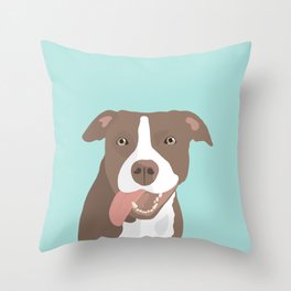 Silly Pit Bull Puppy Throw Pillow