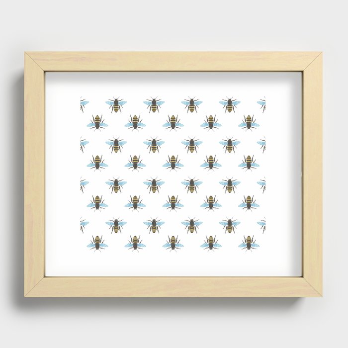 Watercolour Bee Pattern Recessed Framed Print