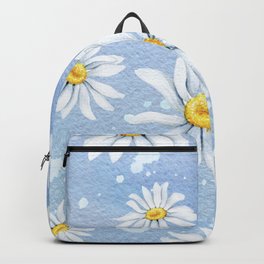Spring Daisies On Sky Blue Watercolour Backpack