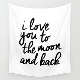 I Love You to the Moon and Back black-white kids room typography poster home wall decor canvas Wall Tapestry