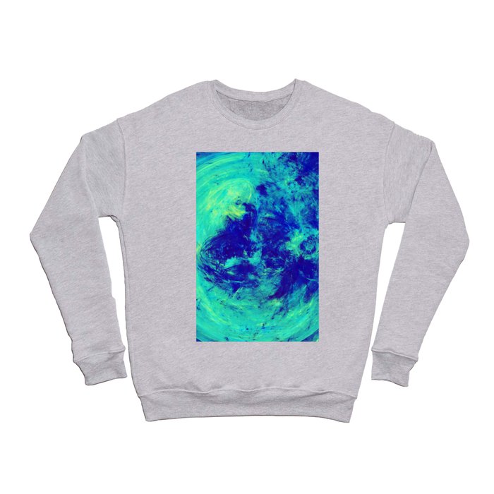 Turquoise and Indigo Blue Abstract Splash Artwork Crewneck Sweatshirt