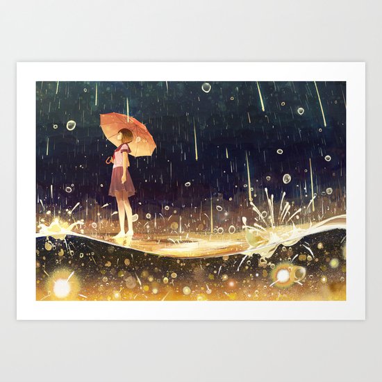 shower of meteors Art Print