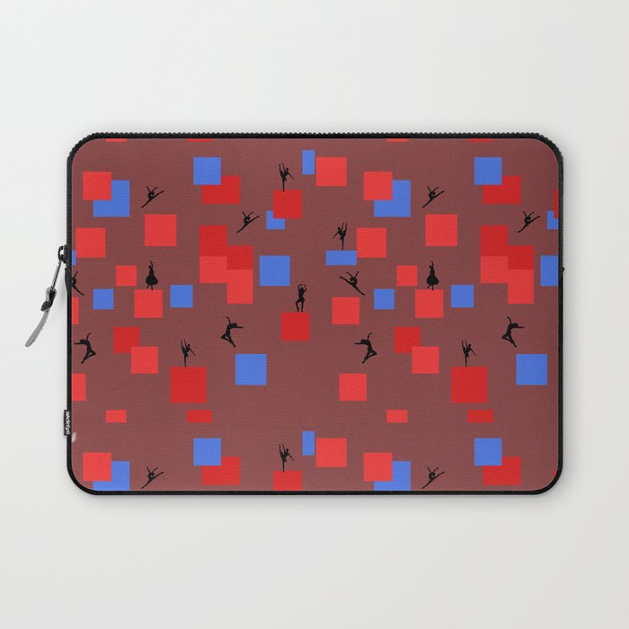 Dancing like Piet Mondrian - Composition in Color A. Composition with Red, and Blue on the dark brown background Laptop Sleeve