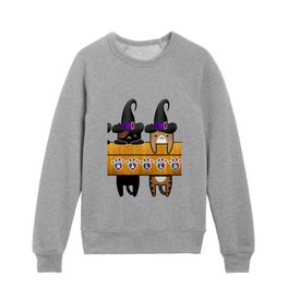 Happy Halloween Cute and Funny Cats Kids Crewneck