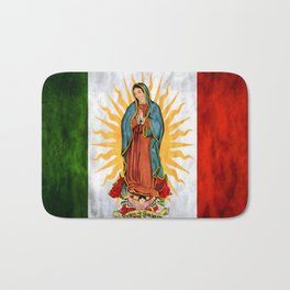 rose • Mexico • flowers • sun • flag • Madonna • Maria • Regina Mundi • Saint Mary • Virgin of Guadalupe Bath Mat