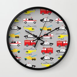 Emergency Vehicles Transportation Wall Clock