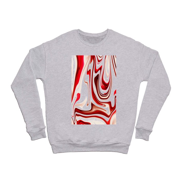 White and Red Liquid Marble Swirling Pattern Texture Artwork #7 Crewneck Sweatshirt
