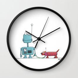 The robot and the dog Wall Clock