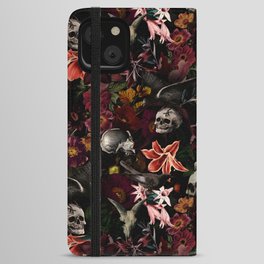 Gothic Night Skulls Flower Botanical Midnight Garden iPhone Wallet Case