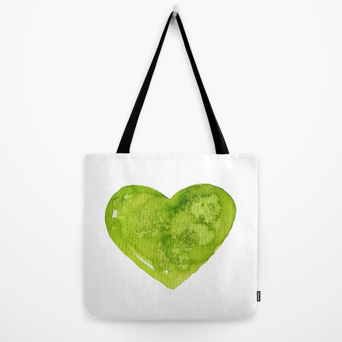 Green Heart Large Tote Bag