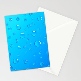 Water Droplets on Blue Background. Stationery Card