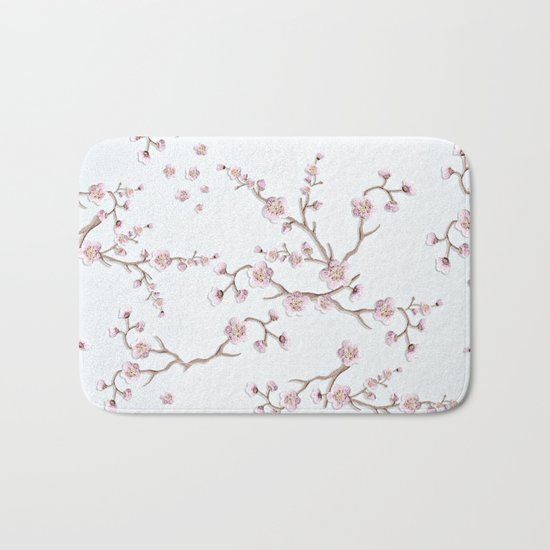 SAKURA LOVE - GRUNGE WHITE Bath Mat