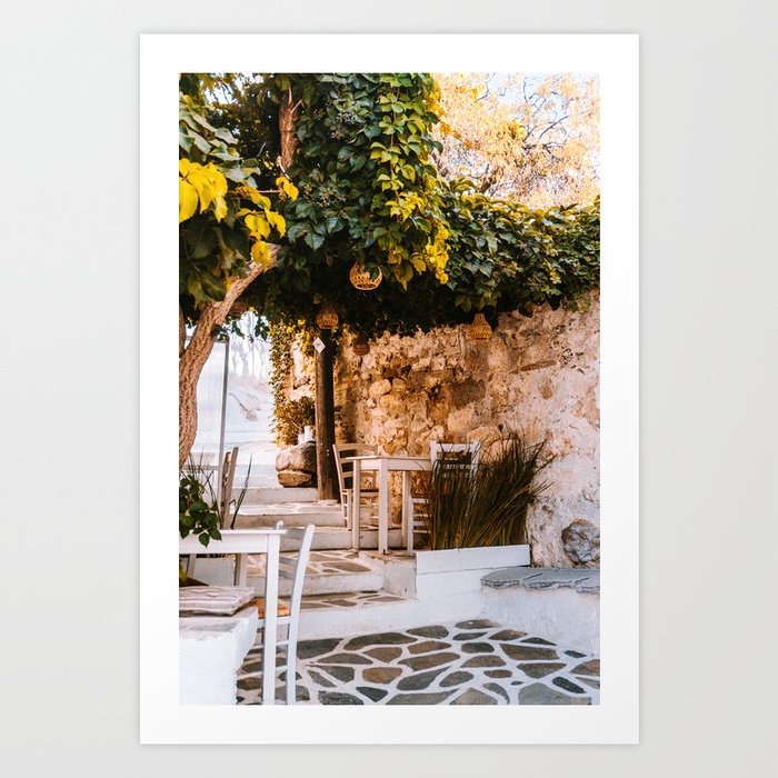 The Greek Restaurant | Vibrant Travel Photography in Greece Art Print