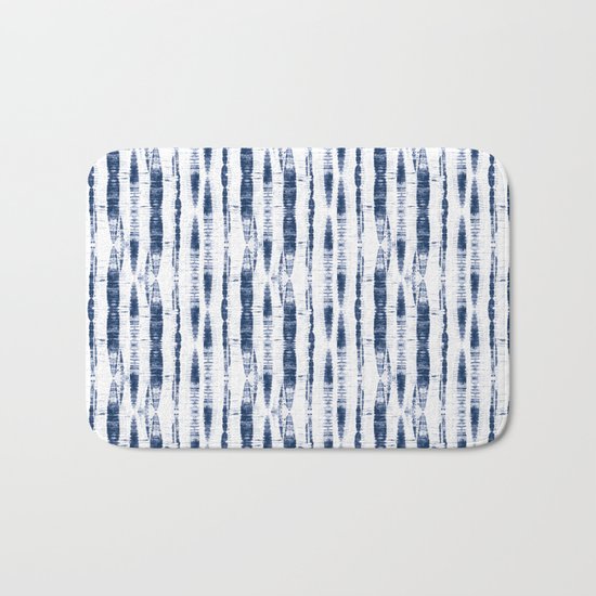 Shibori Stripes 2 Indigo Blue Bath Mat
