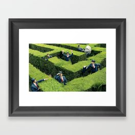 Funny man in Maze Framed Art Print