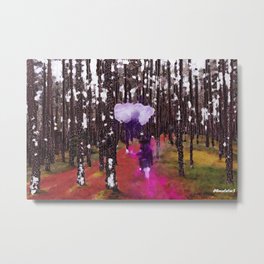 A stroll through the woods. Metal Print | Pink, Stencil, 0Ncefutur3, Figurative, Odd, Haunting, Illustration, Digital, Forest, Strange 