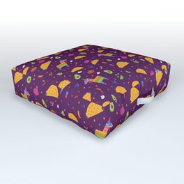 Taco Fiesta in Purple Outdoor Floor Cushion | Alpaca, Pattern, Summer, Avocado, Donkey, Tomato, Rainbow, Confetti, Food, Graphicdesign 