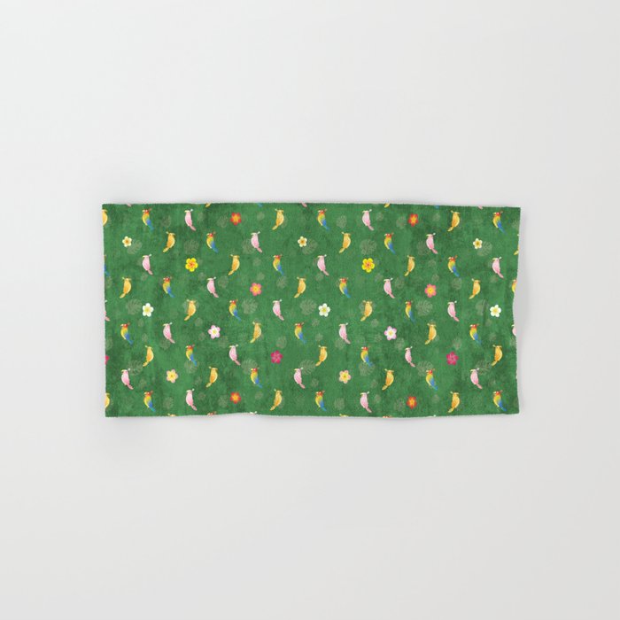 Tiki Birds - Green Pattern Hand & Bath Towel