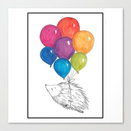 Soar - Rainbow Balloon Hedgehog Canvas Print