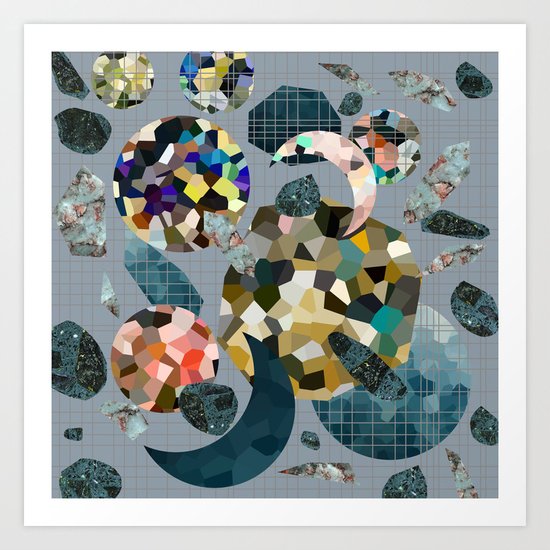 Gemstone Space Moon Art Print