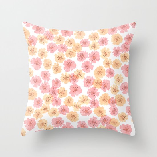 Pink Cherry Blossom Throw Pillow