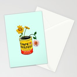 Coffee and Flowers for Breakfast in Turquoise  Stationery Card
