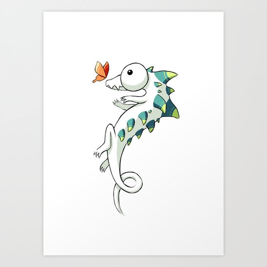 Crocodile and a Butterfly Art Print