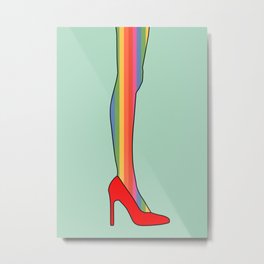 Rainbow Pride Stockings - Red Shoes Metal Print | Vintage, Illustration, Pop Art, Popart, Digital, Concept, Queer, Girl, Love, Girly 