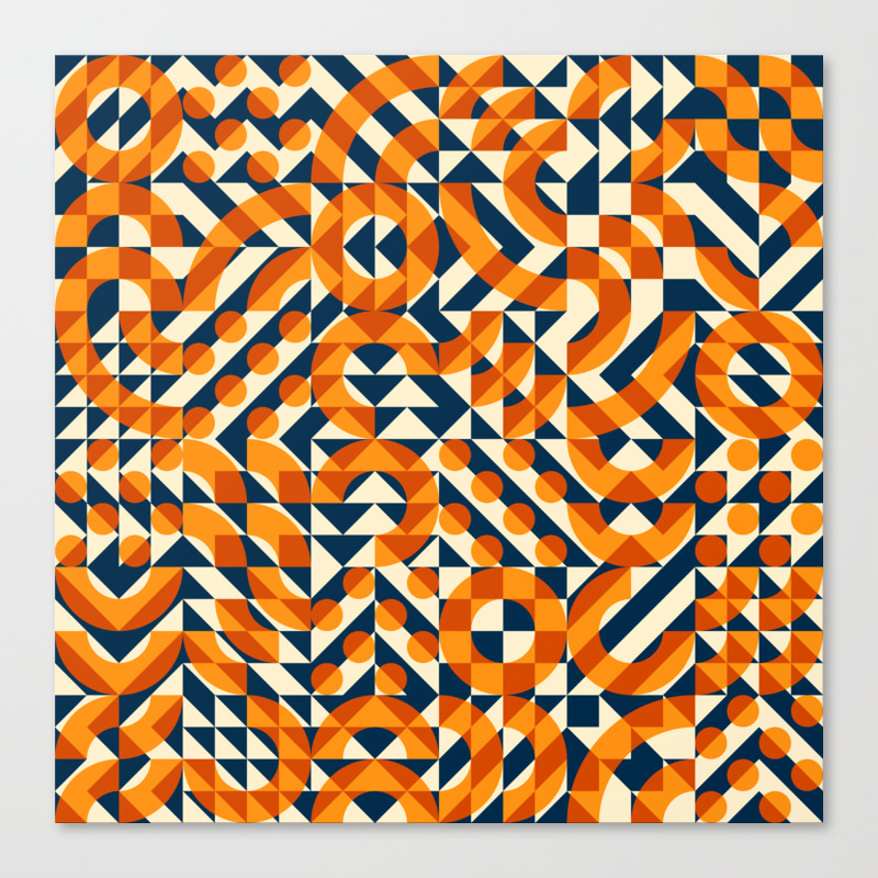 Orange Navy Color Overlay Irregular Geometric Blocks Square Quilt Pattern Canvas Print By Samolevsky Society6