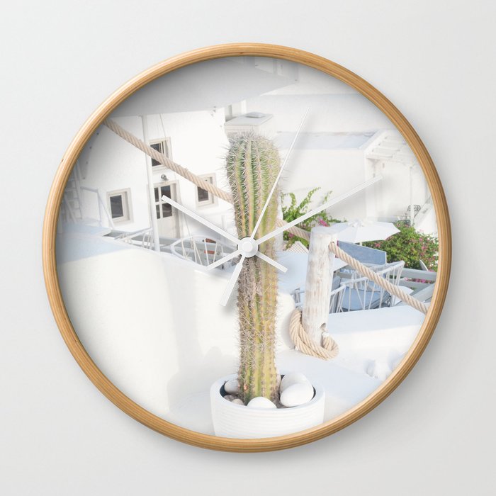 Santorini Cactus Dream #2 #minimal #wall #decor #art #society6 Wall Clock